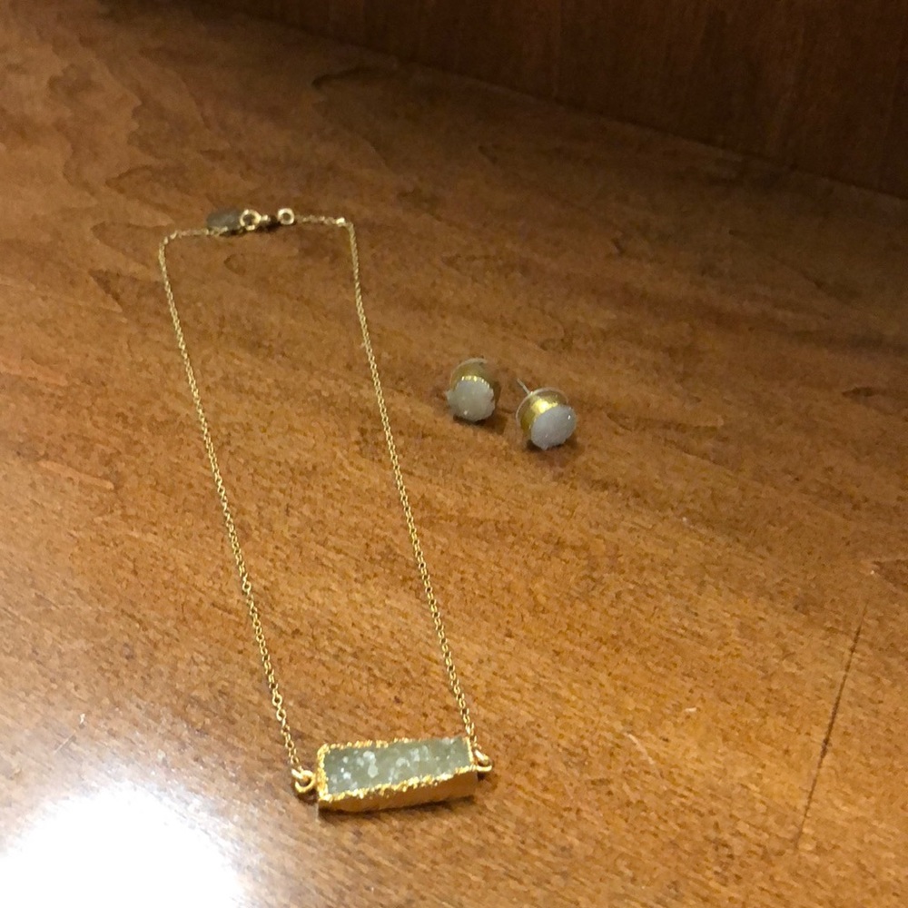 “Druzy” necklace and earrings